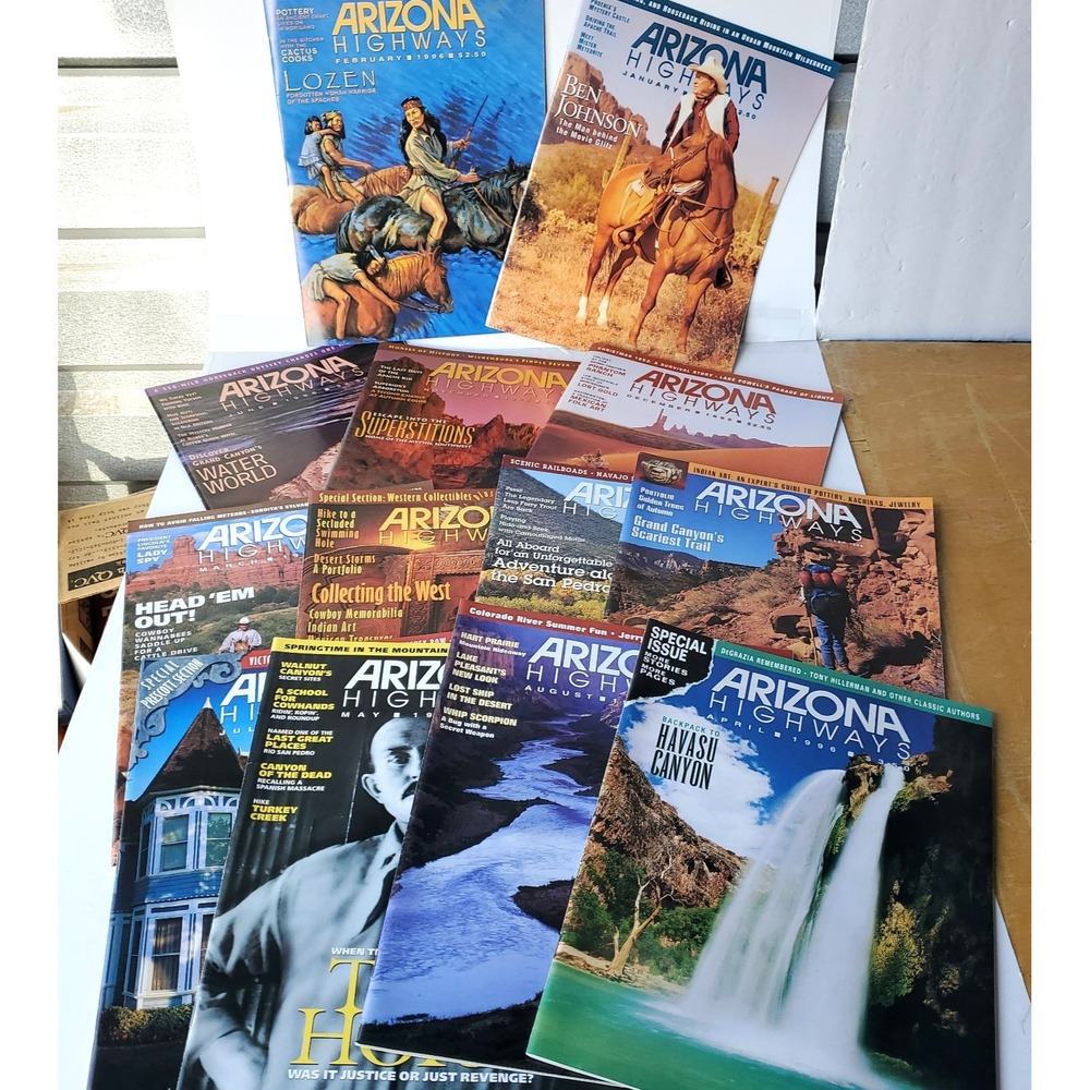 Lot of 13 Vintage ARIZONA HIGHWAYS Magazines De Grazia Art 1995 1996 Excellent